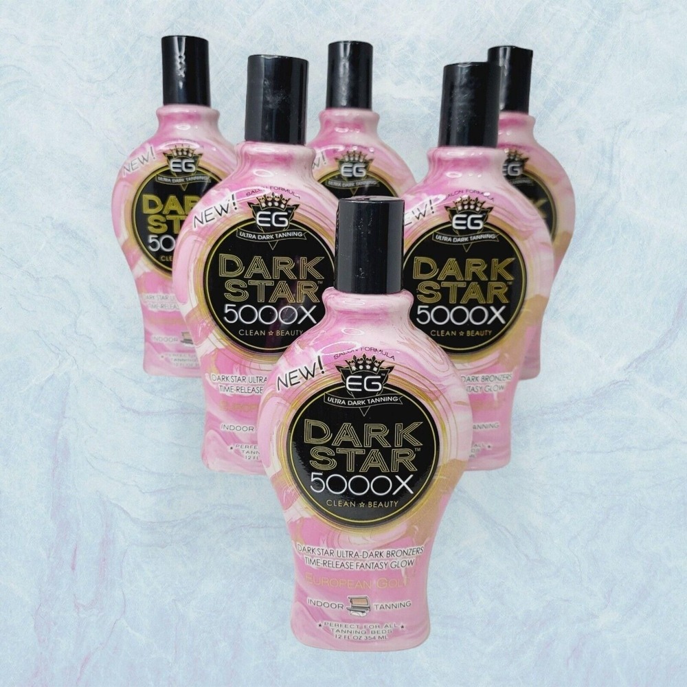Set Of 6 European Gold Dark Star 5000X Ultra Dark Tanning Lotion 12 Oz Each
